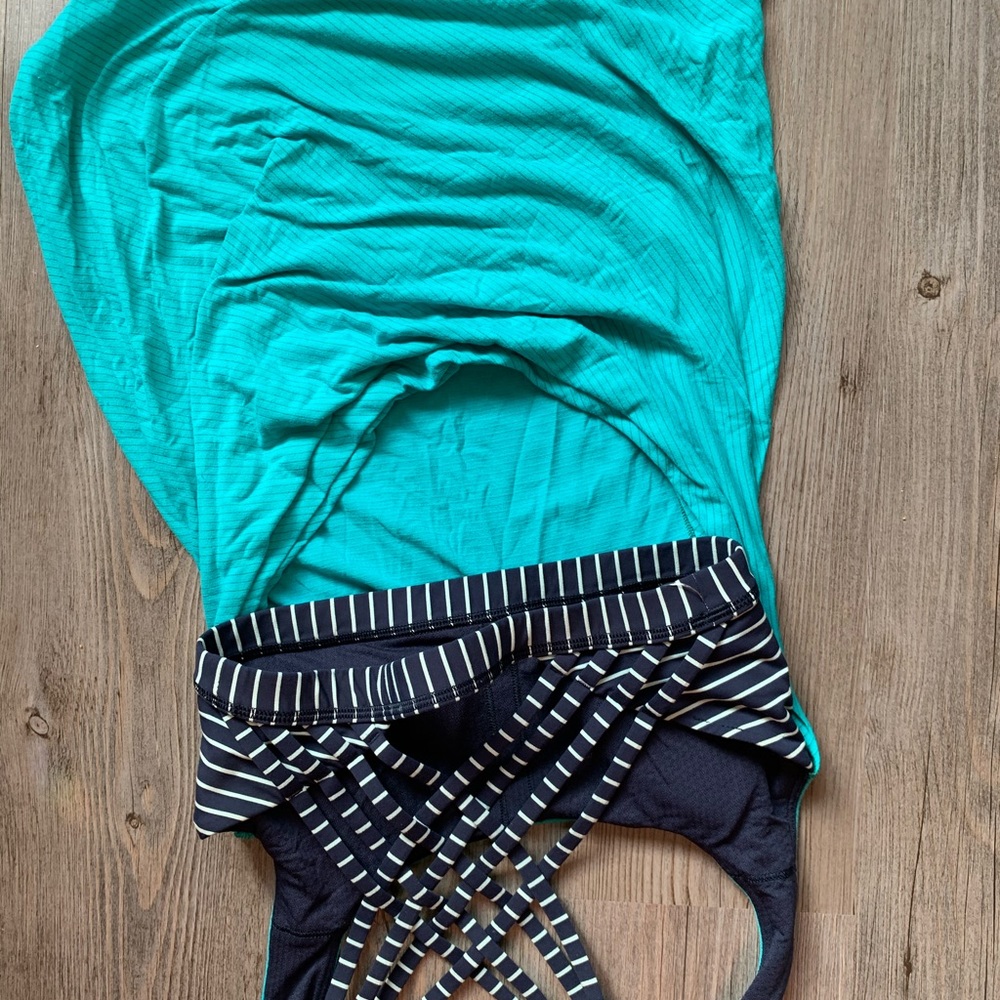 Teal striped lulu tank